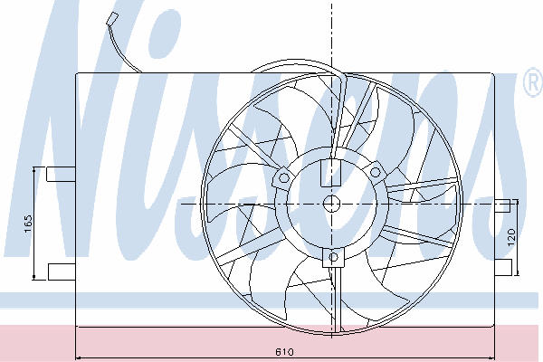 85079 Nissens difusor do radiador de esfriamento, montado com motor e roda de aletas