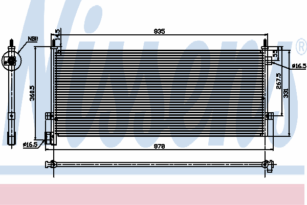 Radiador de aparelho de ar condicionado 94582 Nissens