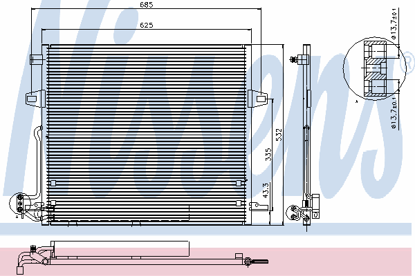 Radiador de aparelho de ar condicionado 940066 Nissens