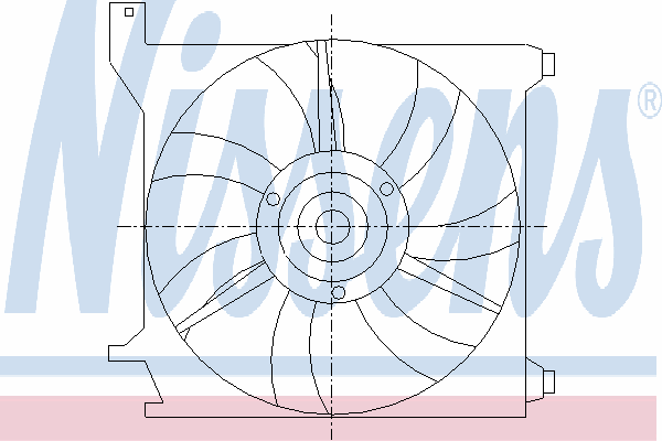 85589 Nissens difusor do radiador de esfriamento, montado com motor e roda de aletas