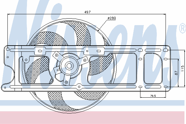 85597 Nissens ventilador elétrico de esfriamento montado (motor + roda de aletas)