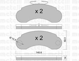 Купить 2200550 Metelli Колодки тормозные задние, дисковые