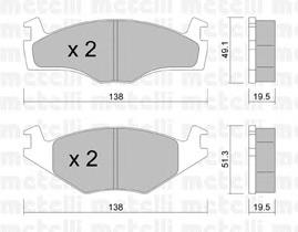 22-0045-1 Metelli sapatas do freio dianteiras de disco