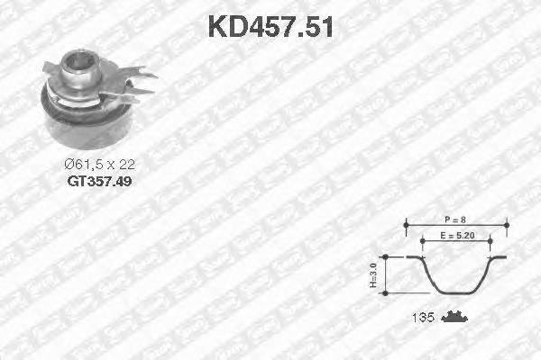 KD457.51 SNR correia do mecanismo de distribuição de gás, kit