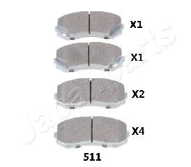 PA511AF Japan Parts sapatas do freio dianteiras de disco