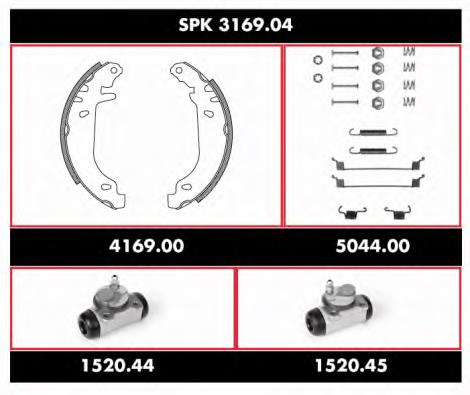 SPK316904 Remsa sapatas do freio traseiras de tambor, montadas com cilindros, kit