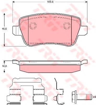 Колодки дисковые  TRW GDB1637 цена, от 27.66 USD