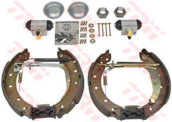 Sapatas do freio traseiras de tambor, montadas com cilindros, kit para Citroen Saxo (S0, S1)