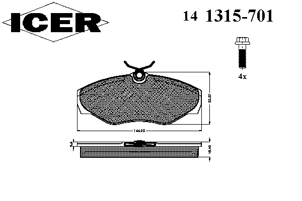 141315-701 Icer sapatas do freio dianteiras de disco