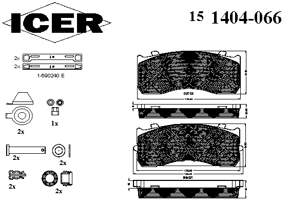 151404-066 Icer sapatas do freio dianteiras de disco