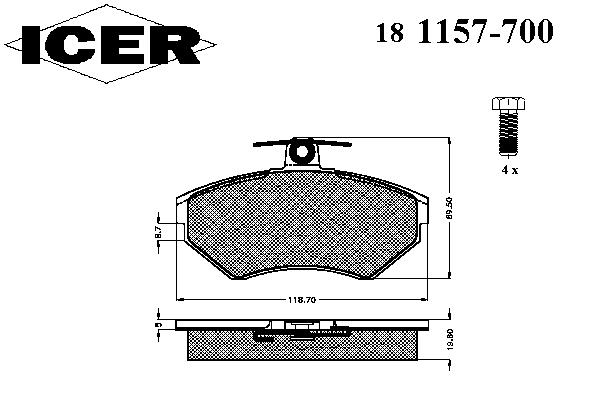181157-700 Icer sapatas do freio dianteiras de disco