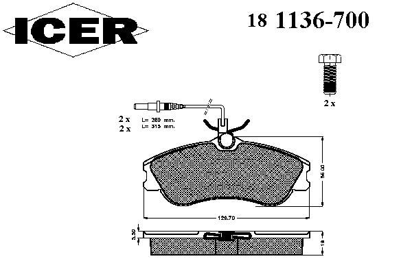 181136700 Icer sapatas do freio dianteiras de disco