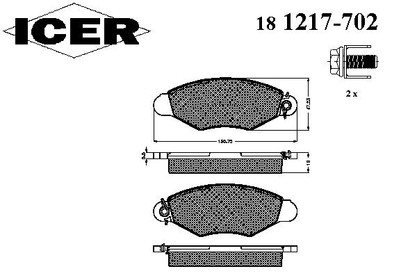 181217-702 Icer sapatas do freio dianteiras de disco