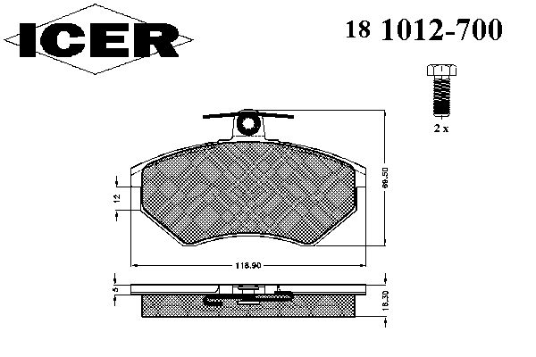 181012-700 Icer sapatas do freio dianteiras de disco