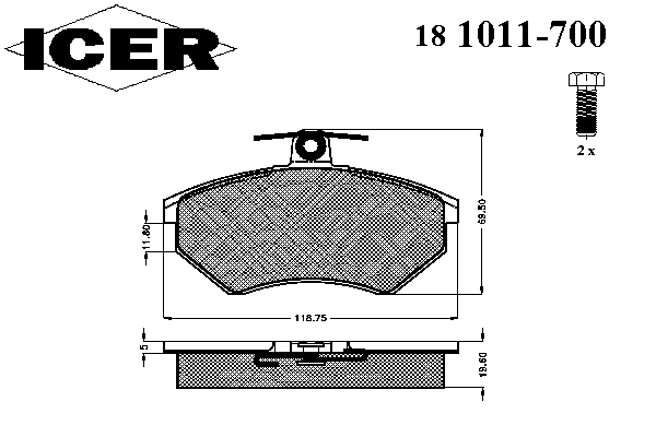 181011-700 Icer sapatas do freio dianteiras de disco