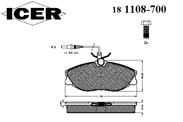 181108-700 Icer sapatas do freio dianteiras de disco