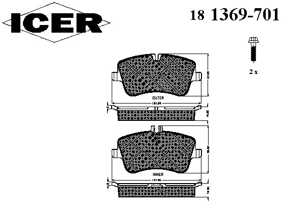 181369-701 Icer sapatas do freio dianteiras de disco