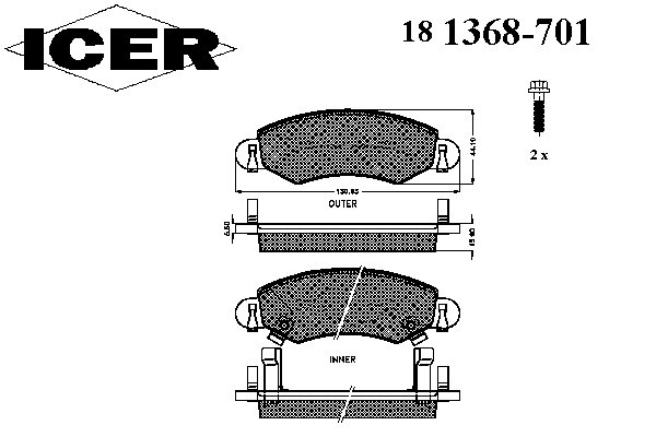 181368701 Icer sapatas do freio dianteiras de disco