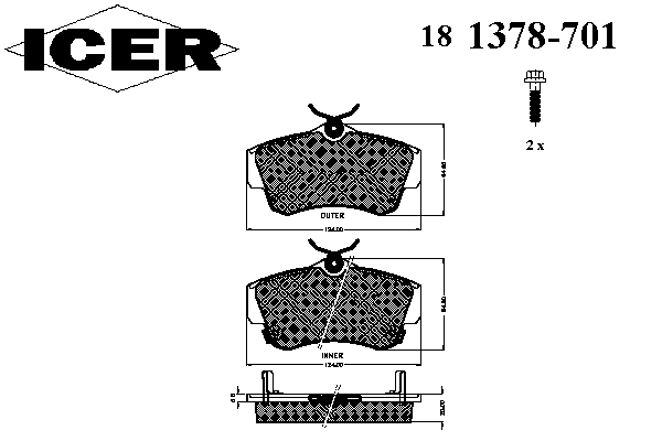 181378-701 Icer sapatas do freio dianteiras de disco