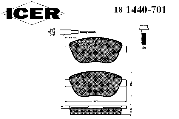 181440-701 Icer sapatas do freio dianteiras de disco