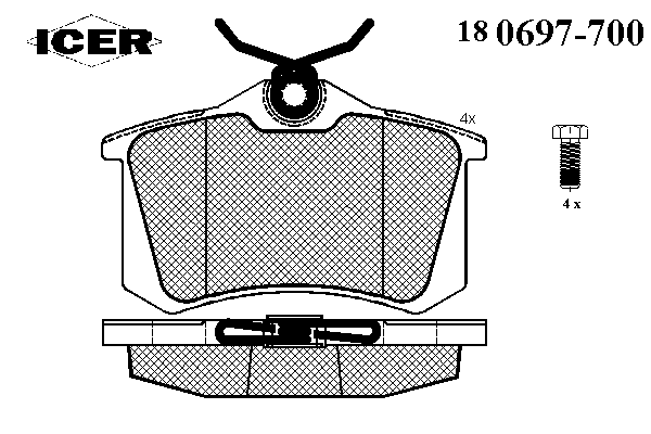 180697-700 Icer sapatas do freio traseiras de disco