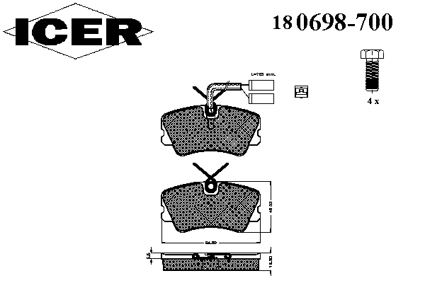 180698-700 Icer sapatas do freio dianteiras de disco