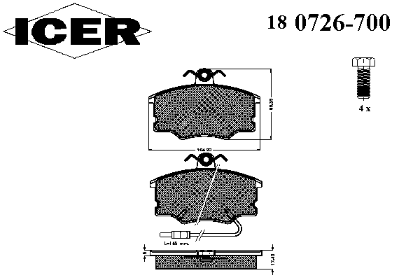 180726-700 Icer sapatas do freio dianteiras de disco