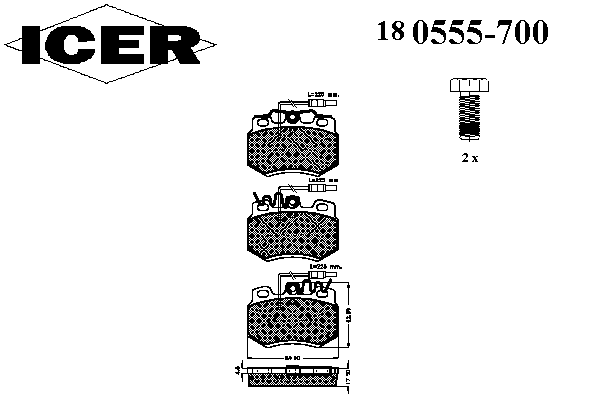 180555700 Icer sapatas do freio dianteiras de disco