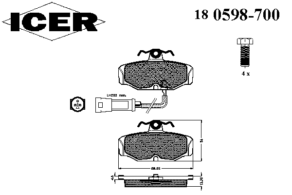 180598700 Icer sapatas do freio traseiras de disco