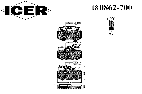 180862-700 Icer sapatas do freio dianteiras de disco