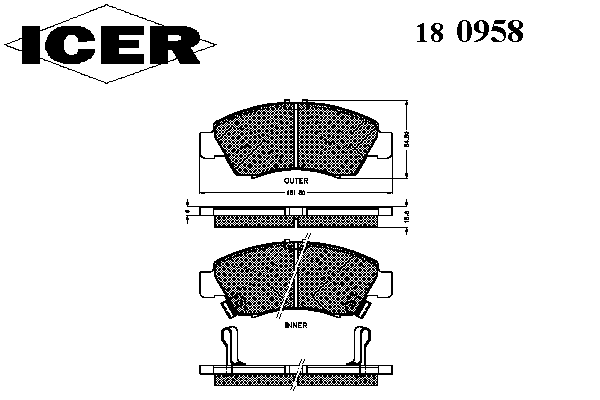 180958 Icer sapatas do freio dianteiras de disco