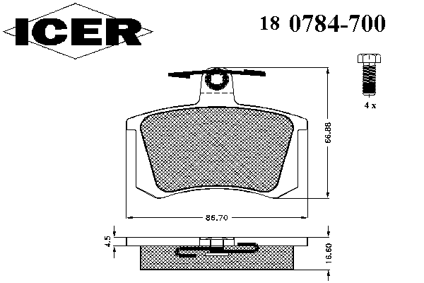 180784-700 Icer sapatas do freio traseiras de disco