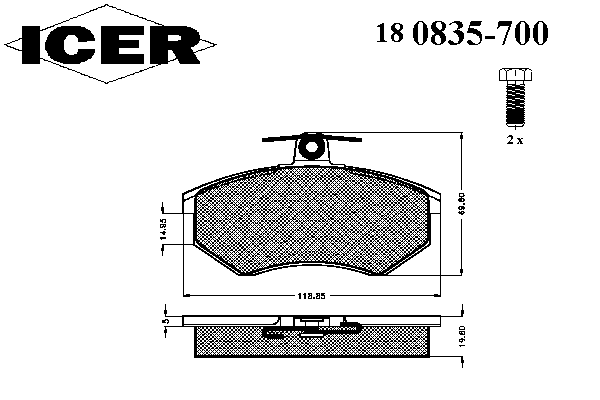 180835-700 Icer sapatas do freio dianteiras de disco