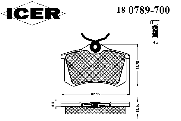 180789-700 Icer sapatas do freio traseiras de disco