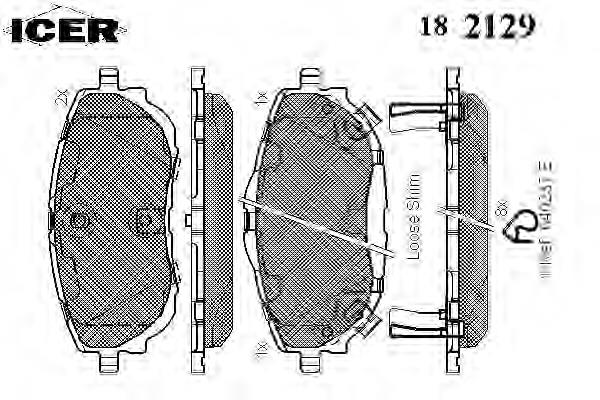 182129 Icer sapatas do freio dianteiras de disco