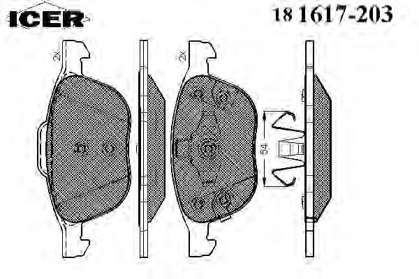 181617-203 Icer sapatas do freio dianteiras de disco