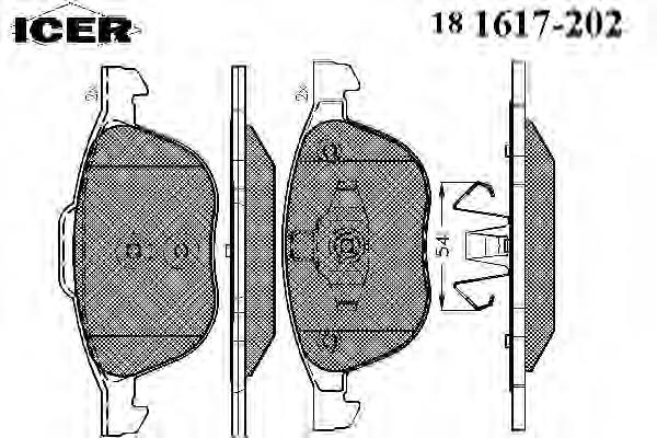 181617-202 Icer sapatas do freio dianteiras de disco