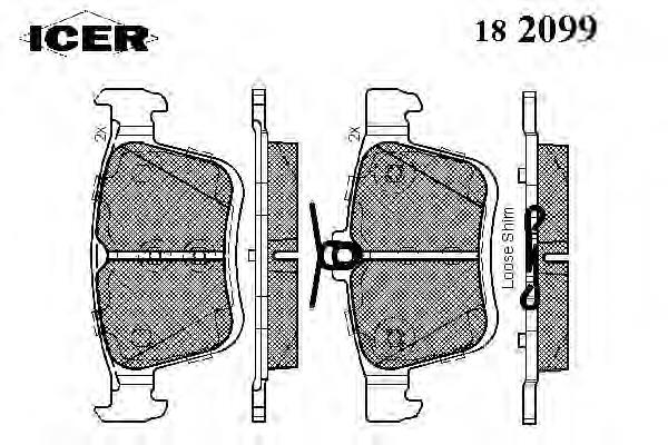 182099 Icer sapatas do freio traseiras de disco