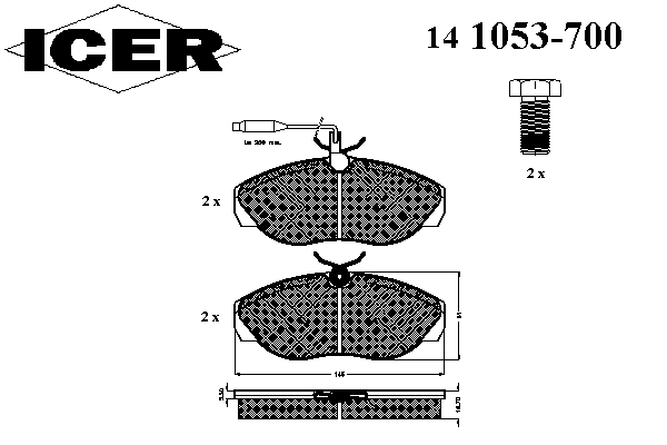 141053-700 Icer sapatas do freio dianteiras de disco