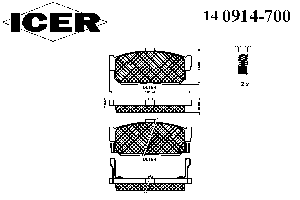 140914-700 Icer sapatas do freio traseiras de disco