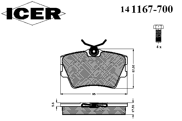 141167-700 Icer sapatas do freio traseiras de disco