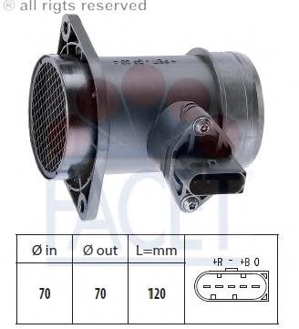 101192 Facet sensor de fluxo (consumo de ar, medidor de consumo M.A.F. - (Mass Airflow))