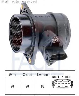 10.1159 Facet sensor de fluxo (consumo de ar, medidor de consumo M.A.F. - (Mass Airflow))