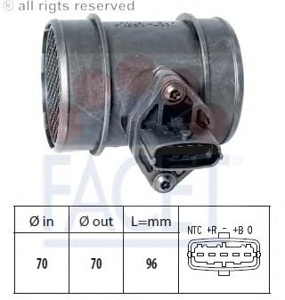 Sensor de fluxo (consumo) de ar, medidor de consumo M.A.F. - (Mass Airflow) 101257 Facet