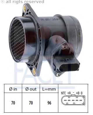 Sensor de fluxo (consumo) de ar, medidor de consumo M.A.F. - (Mass Airflow) para Volkswagen Lupo (6X, 6E)
