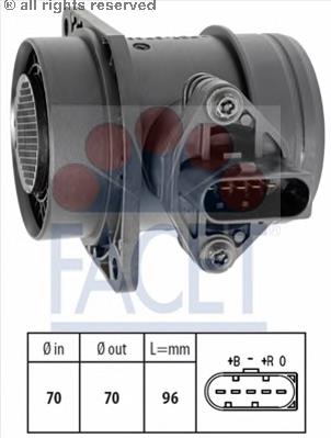 Sensor de fluxo (consumo) de ar, medidor de consumo M.A.F. - (Mass Airflow) para Volkswagen Touran (1T1, 1T2)