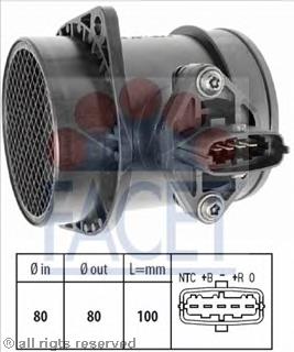 101492 Facet sensor de fluxo (consumo de ar, medidor de consumo M.A.F. - (Mass Airflow))