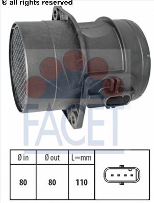 Sensor de fluxo (consumo) de ar, medidor de consumo M.A.F. - (Mass Airflow) para Volkswagen Jetta (162)