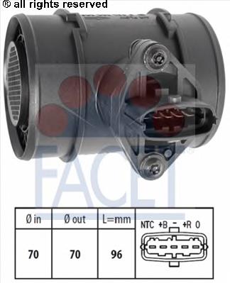 10.1315 Facet sensor de fluxo (consumo de ar, medidor de consumo M.A.F. - (Mass Airflow))