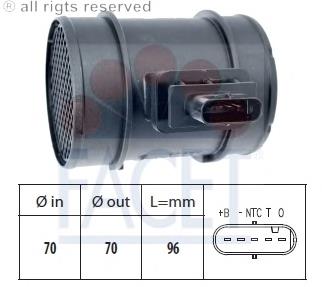 10.1341 Facet sensor de fluxo (consumo de ar, medidor de consumo M.A.F. - (Mass Airflow))